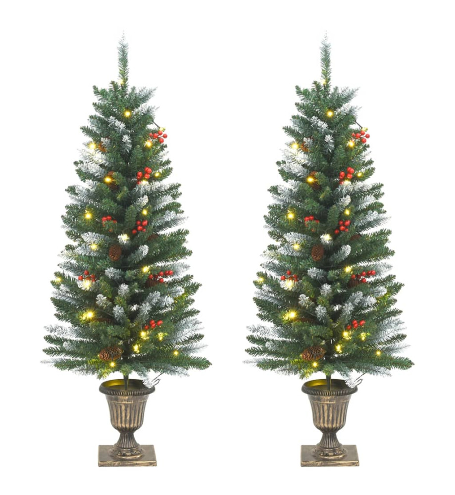 Sapins de Noël artificiels 2 pcs 100 LED vert et blanc 120 cm