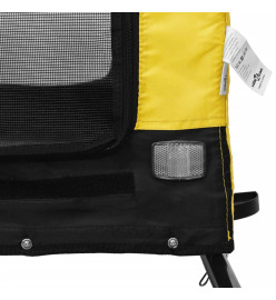 Remorque de vélo pour chien jaune et noir tissu oxford et fer