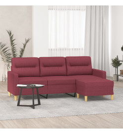 Canapé à 3 places avec repose-pieds Rouge bordeaux 180 cm Tissu