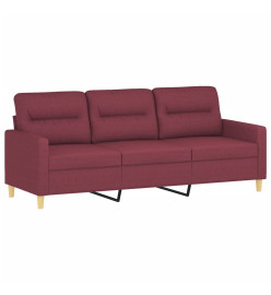 Canapé à 3 places avec repose-pieds Rouge bordeaux 180 cm Tissu