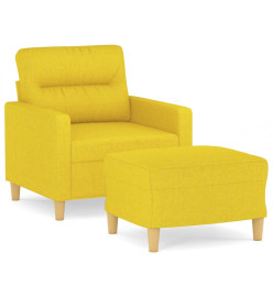 Fauteuil avec repose-pied Jaune clair 60 cm Tissu