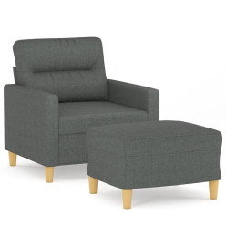 Fauteuil avec repose-pied Gris foncé 60 cm Tissu