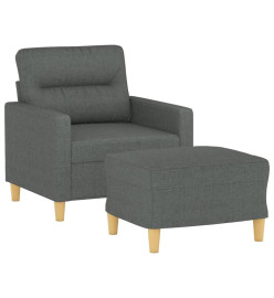 Fauteuil avec repose-pied Gris foncé 60 cm Tissu