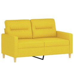 Ensemble de canapés 4 pcs avec coussins Jaune clair Tissu