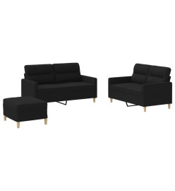 Ensemble de canapés 3 pcs avec coussins Noir Tissu