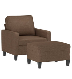 Fauteuil avec repose-pied Marron 60 cm Tissu