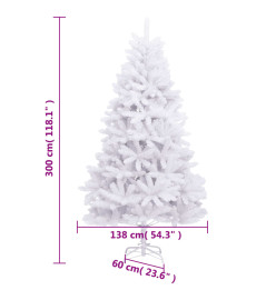 Sapin de Noël artificiel à charnières avec support blanc 300 cm