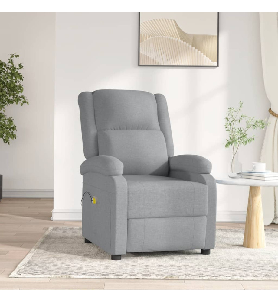 Fauteuil électrique de massage Gris clair Tissu