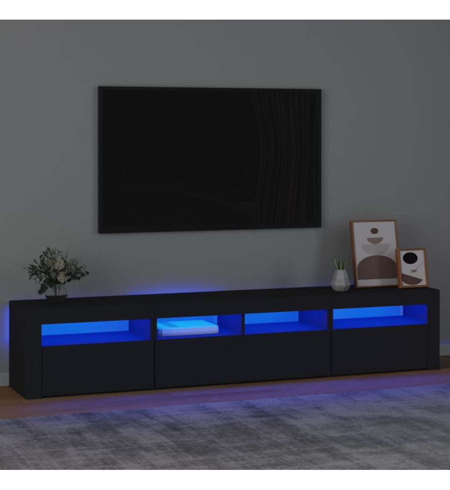 Meuble TV avec lumières LED Noir 210x35x40 cm