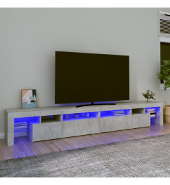 Meuble TV avec lumières LED Gris béton 260x36,5x40 cm