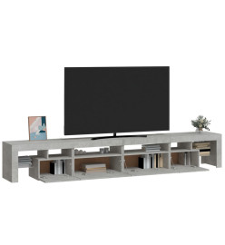 Meuble TV avec lumières LED Gris béton 260x36,5x40 cm