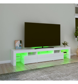 Meuble TV avec lumières LED Blanc brillant 200x36,5x40 cm