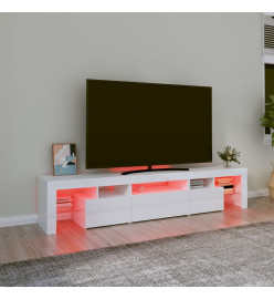 Meuble TV avec lumières LED Blanc brillant 200x36,5x40 cm