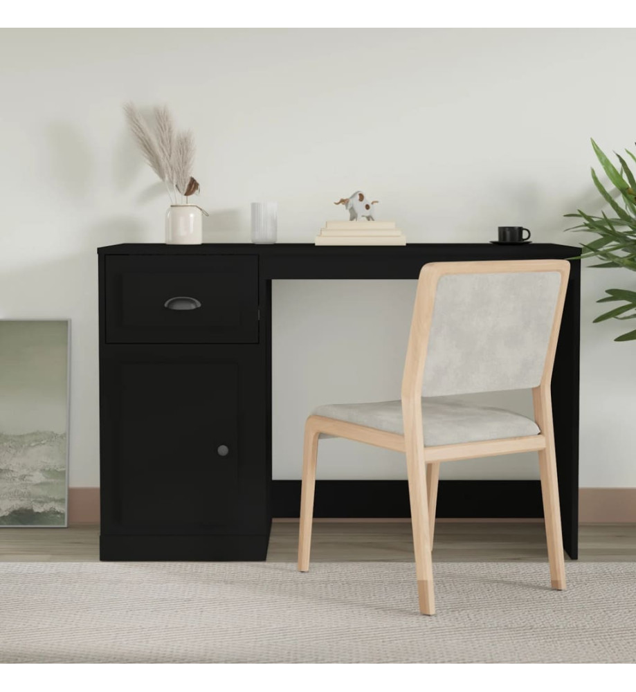 Bureau avec tiroir noir 115x50x75 cm bois d'ingénierie