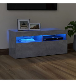 Meuble TV avec lumières LED gris béton 90x35x40 cm