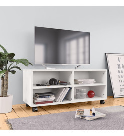 Meuble TV avec roulettes Blanc 90x35x35 cm Bois d'ingénierie