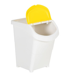 Poubelles empilables avec couvercles 3 pcs blanc PP 120 L