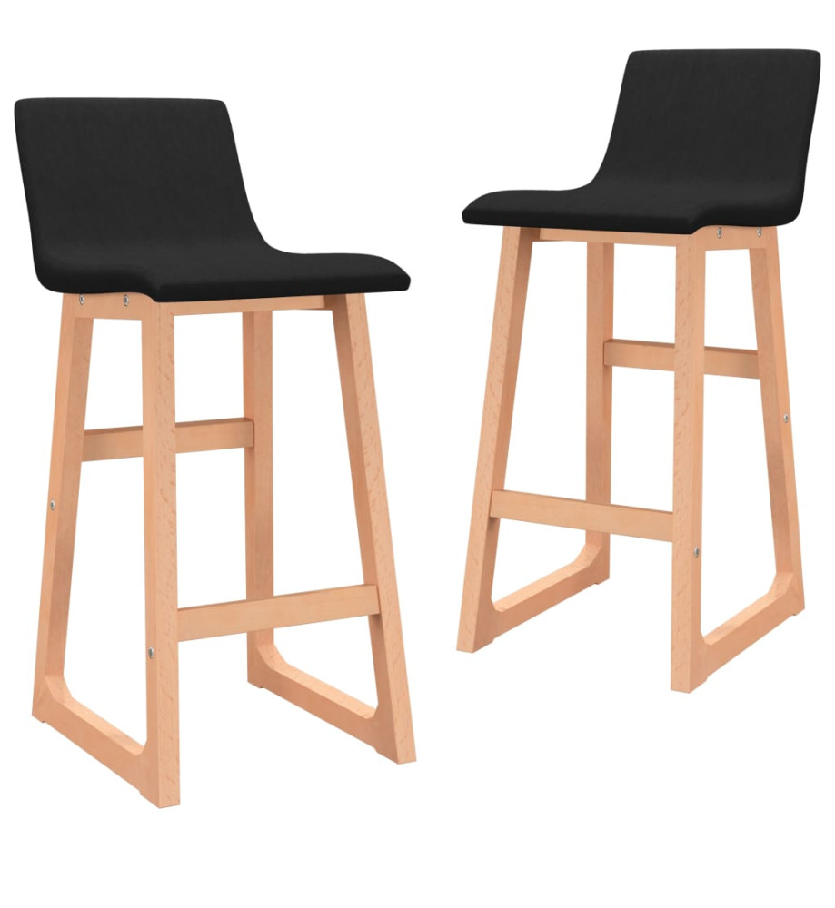 Tabourets de bar lot de 2 noir tissu