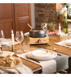 Livoo Pot à fondue 2 L 800 W Noir et bois pour 8 personnes