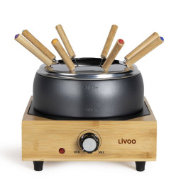 Livoo Pot à fondue 2 L 800 W Noir et bois pour 8 personnes