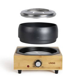 Livoo Pot à fondue 2 L 800 W Noir et bois pour 8 personnes