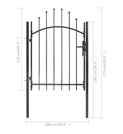 Portail de jardin Acier 1 x 1,75 m Noir