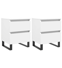 Tables de chevet 2 pcs blanc 40x35x50 cm bois d’ingénierie