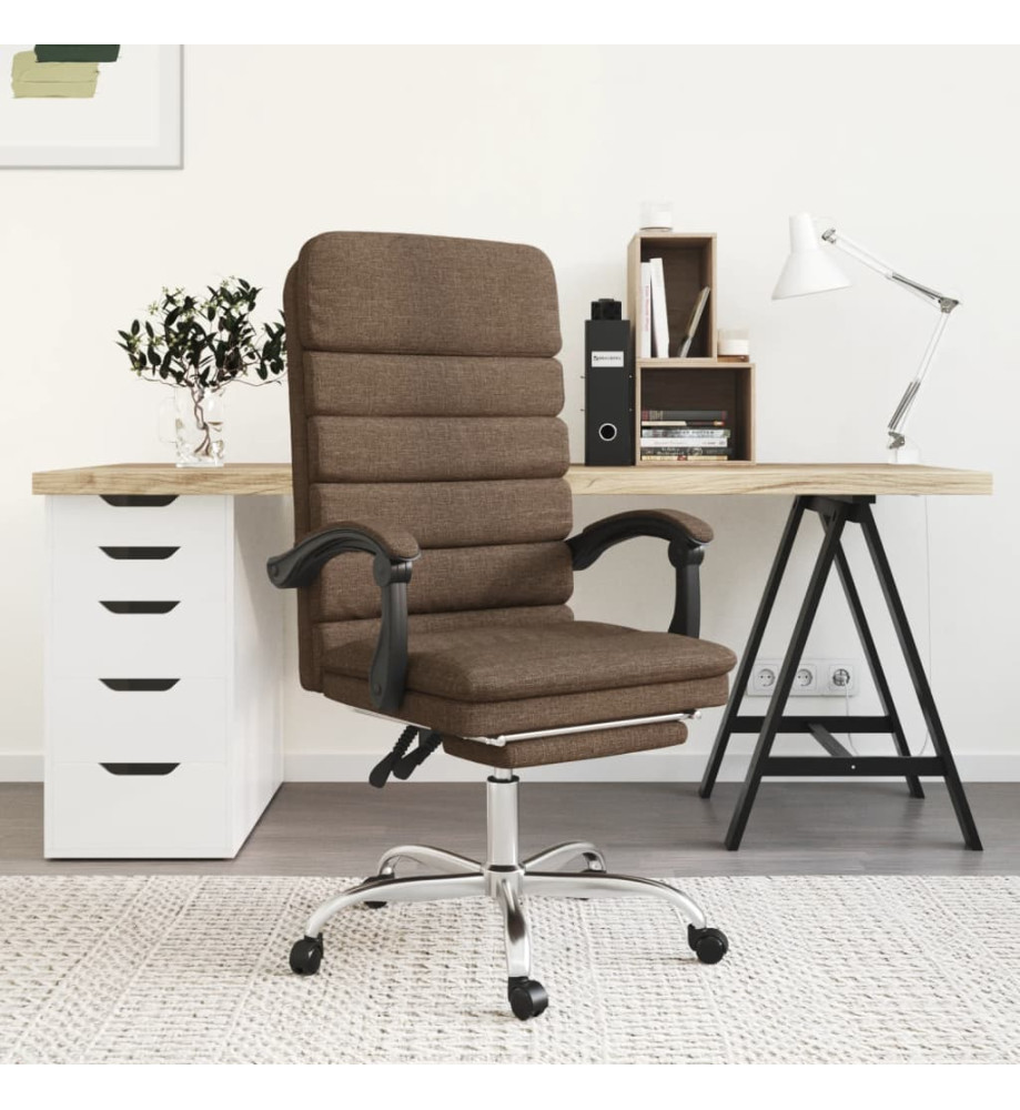 Fauteuil de massage inclinable de bureau Marron Tissu