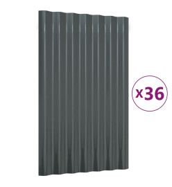 Panneaux de toit 36 pcs Acier enduit poudre Anthracite 60x36 cm