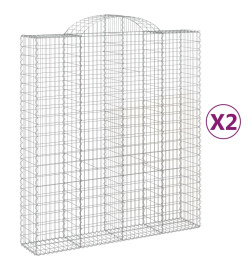 Paniers à gabions arqués 2 pcs 200x50x220/240 cm Fer galvanisé