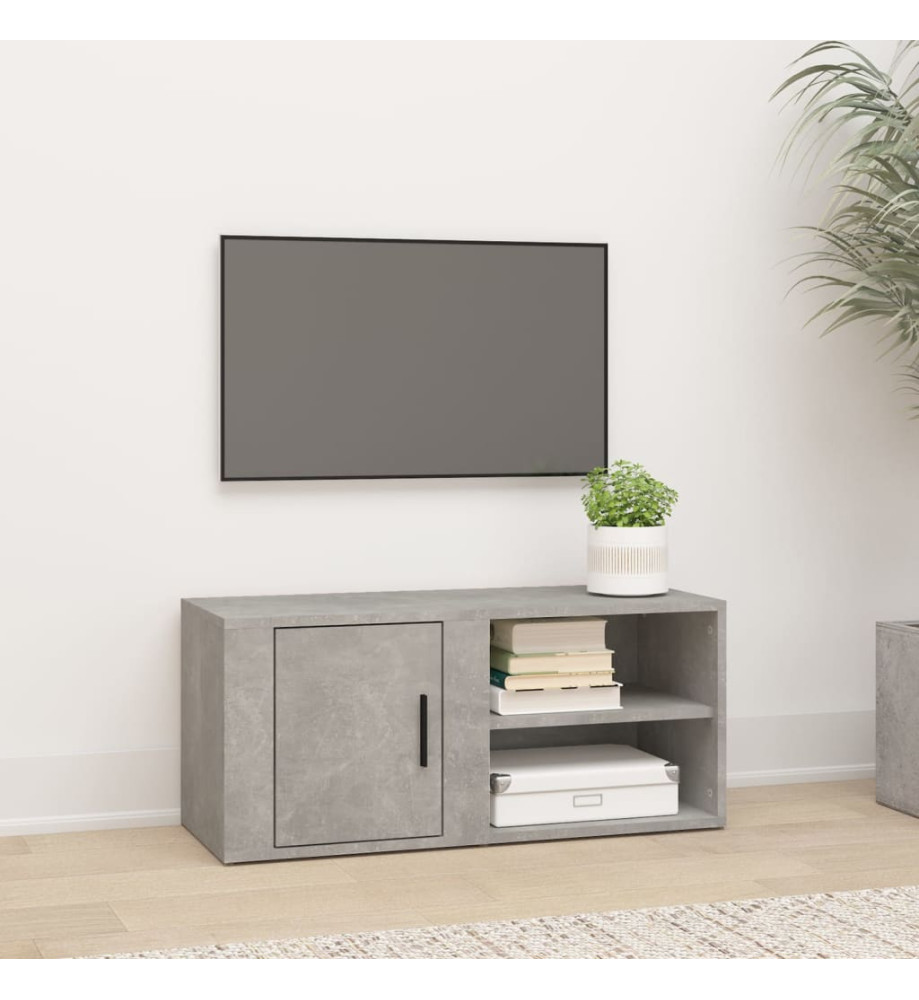 Meuble TV Gris béton 80x31,5x36 cm Bois d'ingénierie