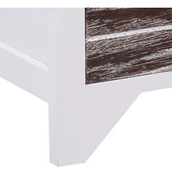 Meuble TV Blanc et marron 115x30x40 cm Bois de Paulownia