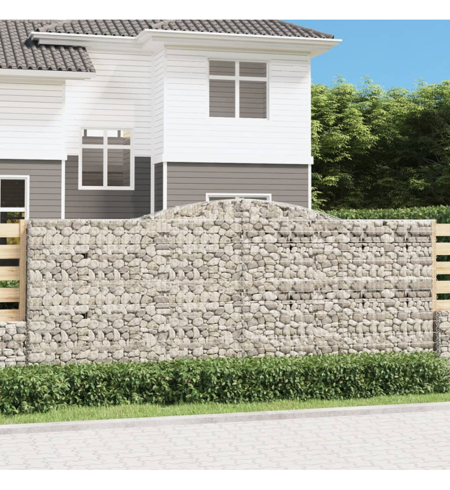 Paniers à gabions arqués 2 pcs 400x50x160/180 cm fer galvanisé