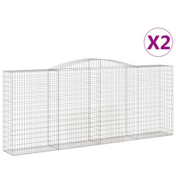 Paniers à gabions arqués 2 pcs 400x50x160/180 cm fer galvanisé