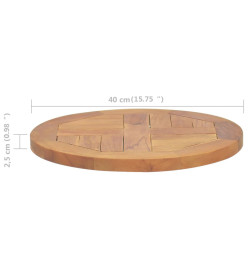 Dessus de table Bois de teck solide Rond 2,5 cm 40 cm