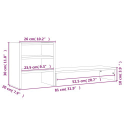 Support de moniteur Marron miel 81x20x30 cm Bois de pin solide