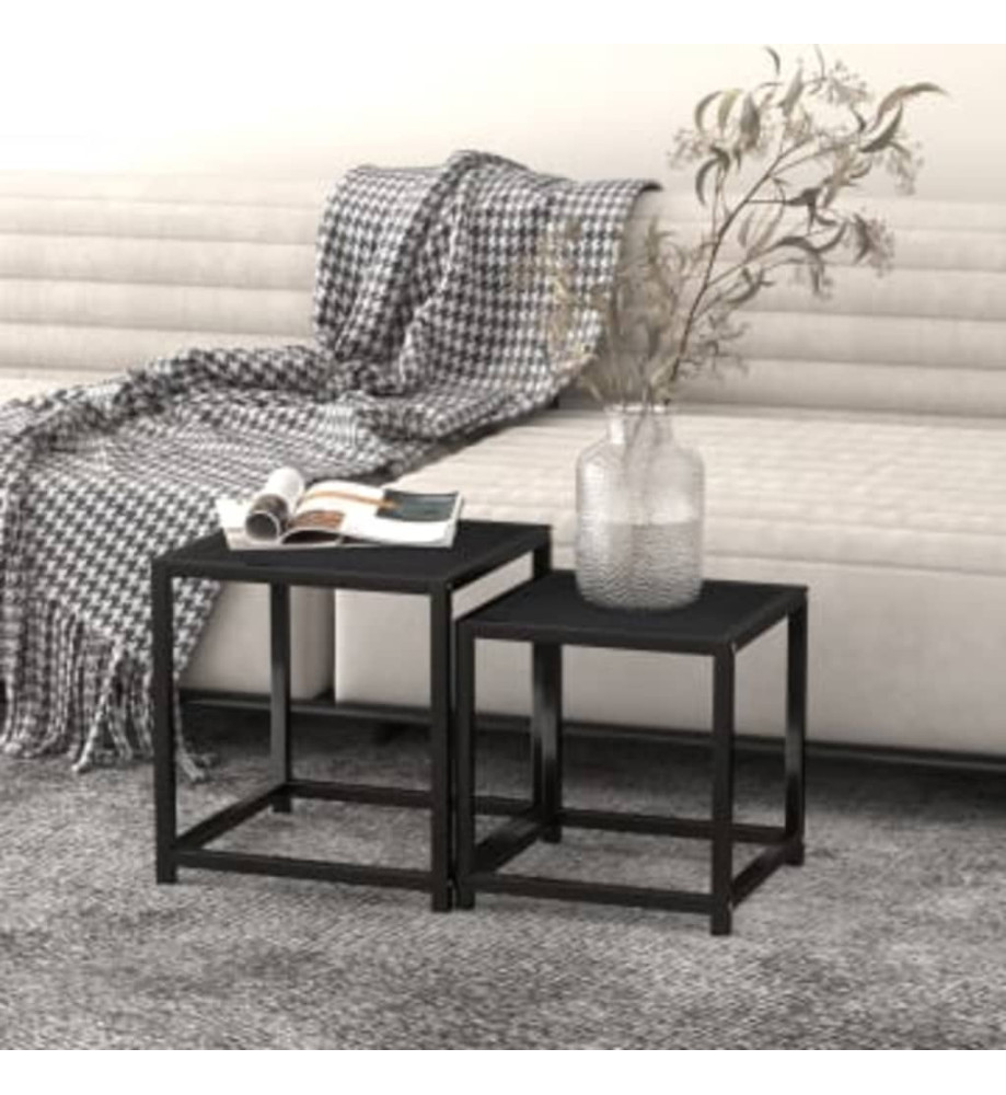 Tables à thé 2 pcs MDF Noir Tables à thé 2 pcs MDF Noir