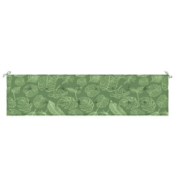 Coussin de banc de jardin motif de feuilles 200x50x3 cm tissu