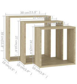 Étagères murales sous forme de cube 3 pcs Chêne sonoma