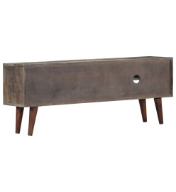 Meuble TV Gris 130x30x46 cm Bois massif de manguier brut