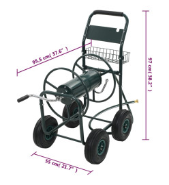 Chariot dévidoir avec connecteur de tuyau 1/2" 75 m Acier