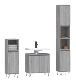 Ensemble de meubles de salle de bain 3 pcs Sonoma gris