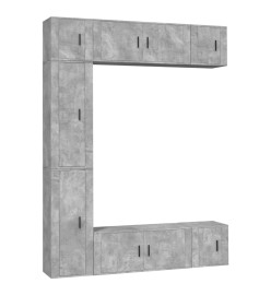 Ensemble de meubles TV 7 pcs Gris béton Bois d'ingénierie