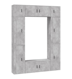 Ensemble de meubles TV 8 pcs Gris béton Bois d'ingénierie