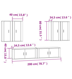 Ensemble de meubles TV 6 pcs Chêne marron Bois d'ingénierie