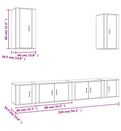 Ensemble de meubles TV 6 pcs Gris béton Bois d'ingénierie