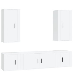 Ensemble de meubles TV 5 pcs Blanc Bois d'ingénierie