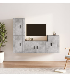 Ensemble de meubles TV 4 pcs Gris béton Bois d'ingénierie