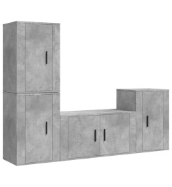 Ensemble de meubles TV 4 pcs Gris béton Bois d'ingénierie