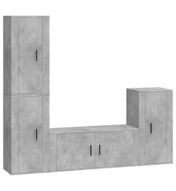 Ensemble de meubles TV 4 pcs Gris béton Bois d'ingénierie